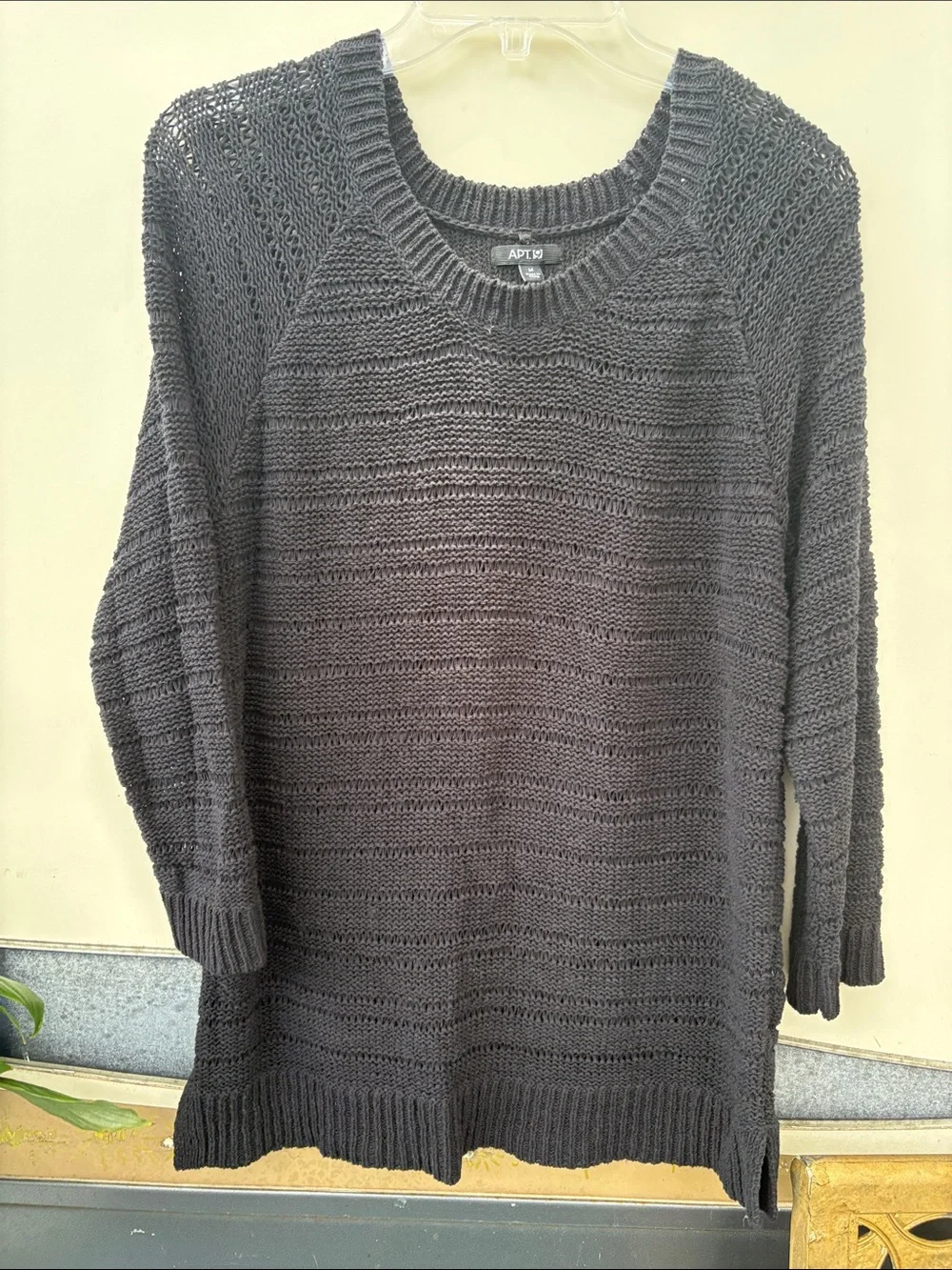 Apt. 9 Charcoal Open-Knit Crewneck Sweater